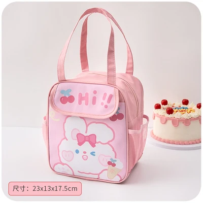 Kawaii Lunch Bag Women Cute Bear Picnic Travel Thermal Breakfast Box Girls School Child Convenient Lunch Box Tote Food Bags 118 pink 02
