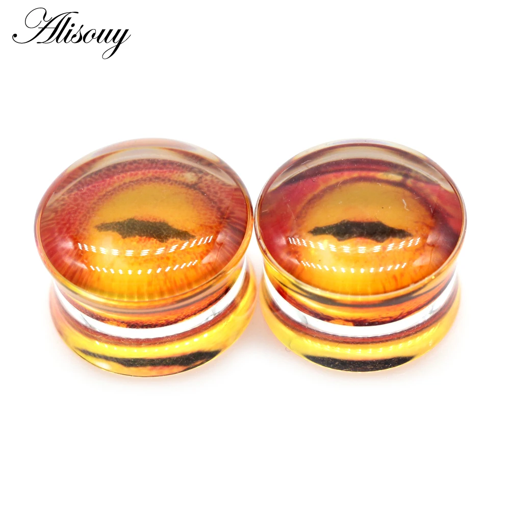 Alisouy 2 Stück Wolf Fisch Blume Feder Transparent Acryl Ohrstöpsel Expander Tunnel Streamer Ohrring Piercing Körperschmuck – Detail 7