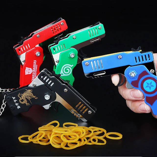 Pistolet en caoutchouc Jouets amusants Porte-clés Mini pistolet en