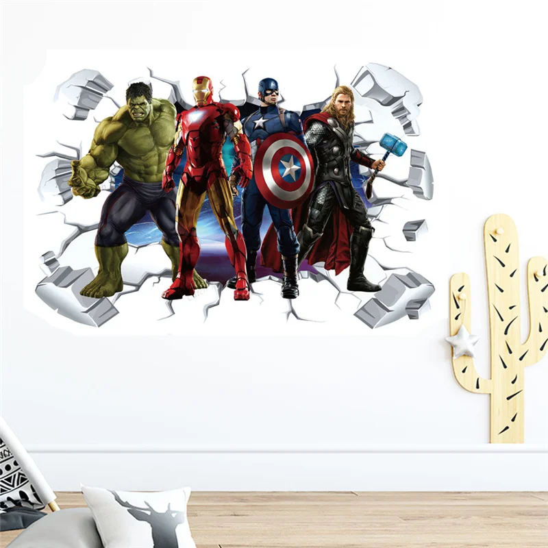 Wall Stickers 3D Avengers Superhero Hulk for Kids Room