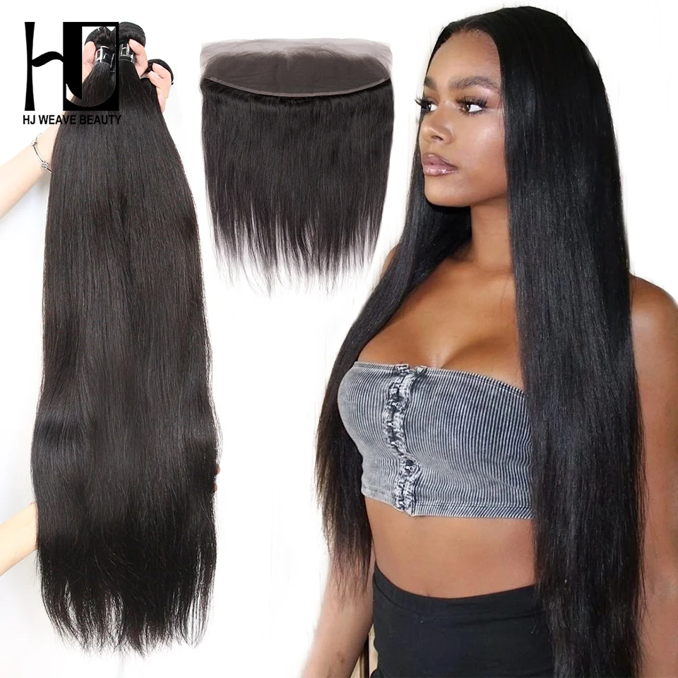 [HJ Weave beauty] пряди для волос OneCut с фронтальной накладкой, бразильские вплетаемые пряди, прямые волосы remy для наращивания, натуральный цвет