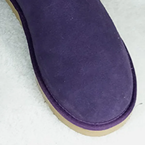 Genuine Leather Women Winter Boots Snow Boots Women Warm Shoes Solid Fur Shoes Female Ankle Boots Round Toe Casual Shoes DE - Color: Grape Purple Boots