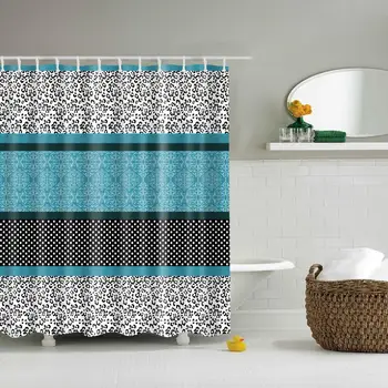 

Waterproof Thicken Polyester 3D Shower Curtain Colorful Stripes Polka Dot Patter Mildew Proof Bath Tub Curtain with 12 pcs Hooks
