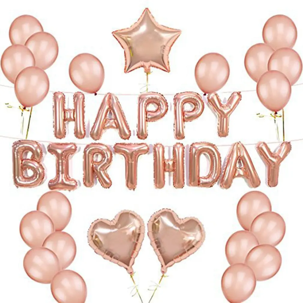 Розовый золотистый воздушный шар алюминиевая пленка день рождения буквы звезды воздушный шар вечерние украшения на день рождения - Цвет: Оранжевый
