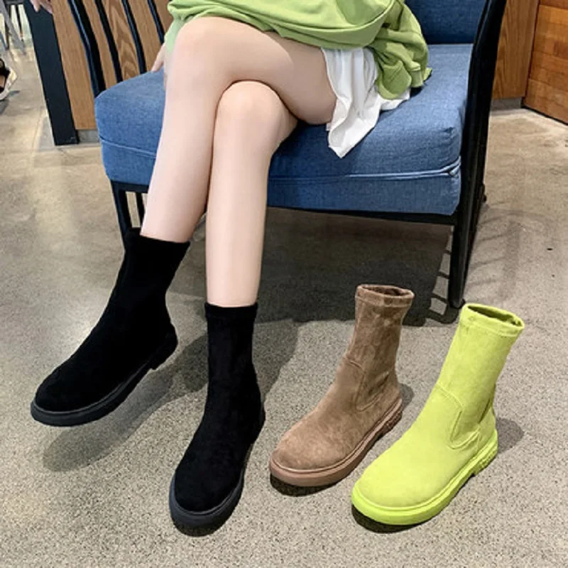 

2019 new Korean version of the autumn and winter stretch women's boots fashion British wind casual Martin boots women's boots