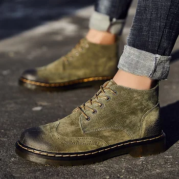 

men genuine leather outdoor boots men high top walking shoes men camping walking sneakers botas hombre