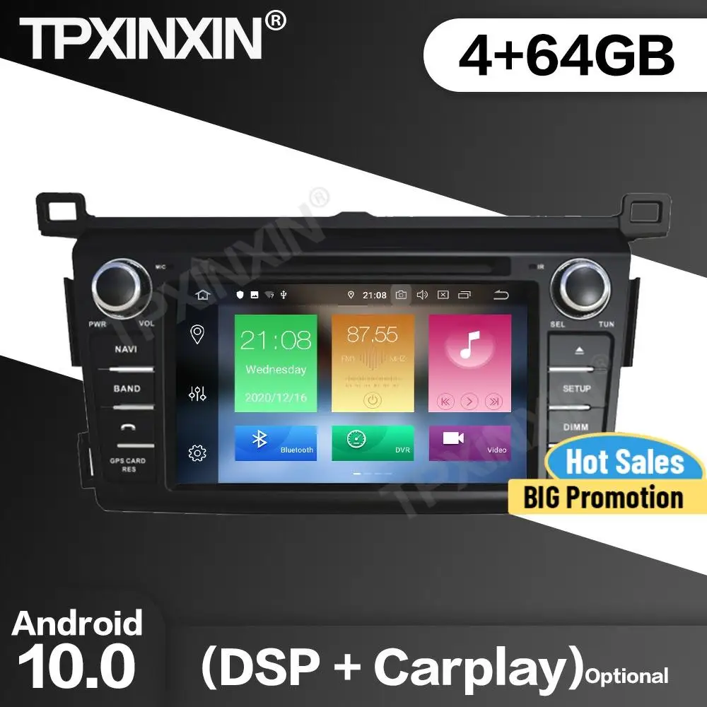 

64G Car Radio 2 Din Stereo Receiver Android10 For Toyota RAV4 2006 2007 2008 2009 2010 2011 2012 GPS Multimedia Player Head Unit