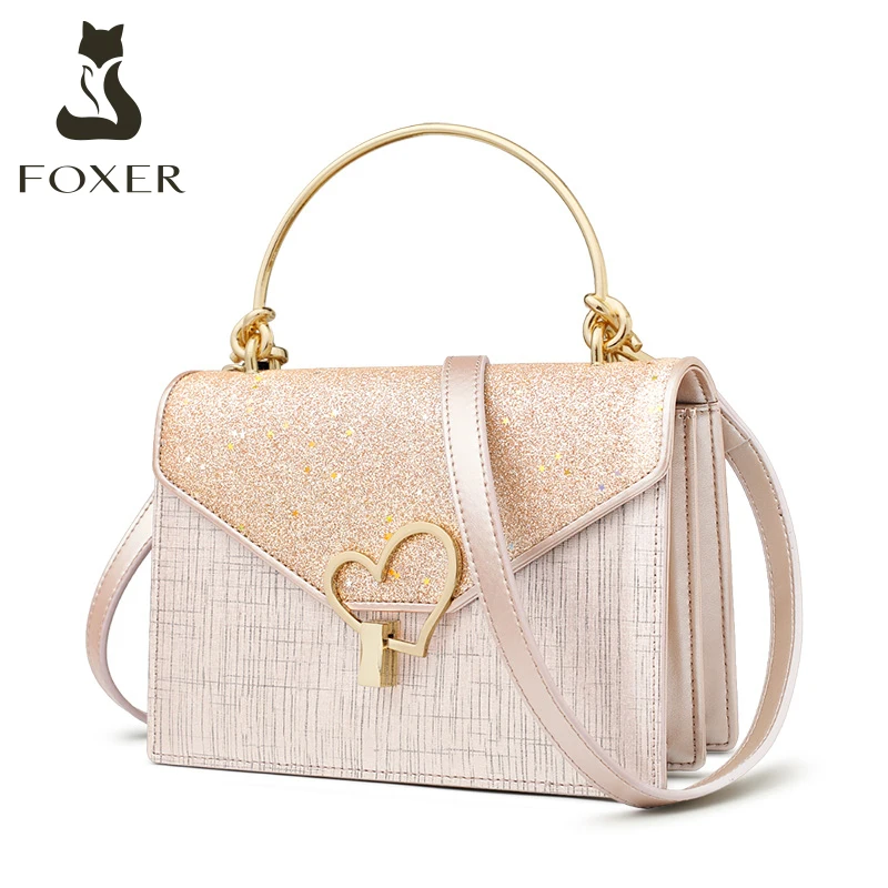 FOXER из воловьей кожи блестящая Высококачественная роскошная женская сумка