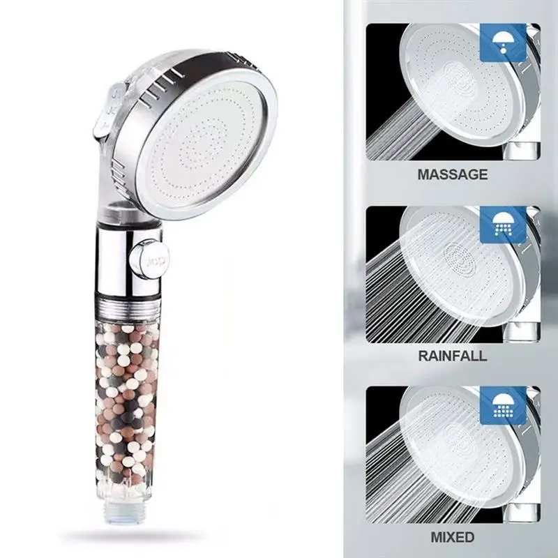 

Filtration Shower Head Ionic Stone Stream Handheld Multi-function 3 Modes Shower Head Replacement pressurized Water-saving