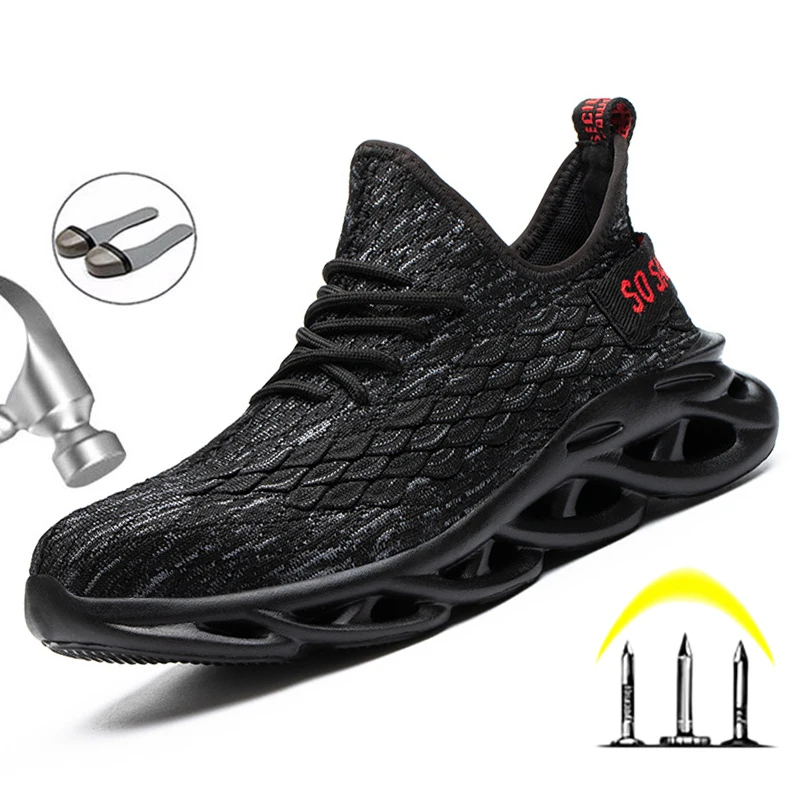 Botas de seguridad ligeras con punta de acero para hombre, antigolpes calzado de trabajo, zapatos indestructibles