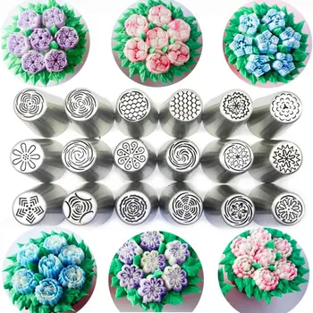 

18pcs Stainless Steel Nozzle DIY Cake Decorating Tip Set Mouth Icing Piping Cream Cookie Baking Decor Tools