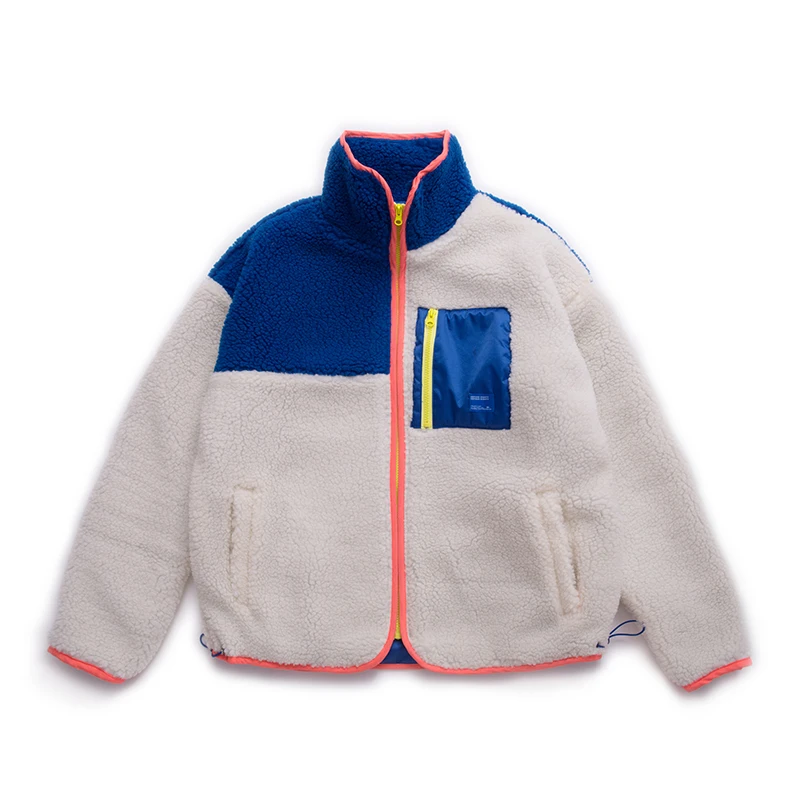 beige jacket Шерпа пэчворк унисекс свободные пальто стоячий воротник уличные куртки для хип-хопа мужские зима пара молния уличная куртка - Цвет: beige jacket