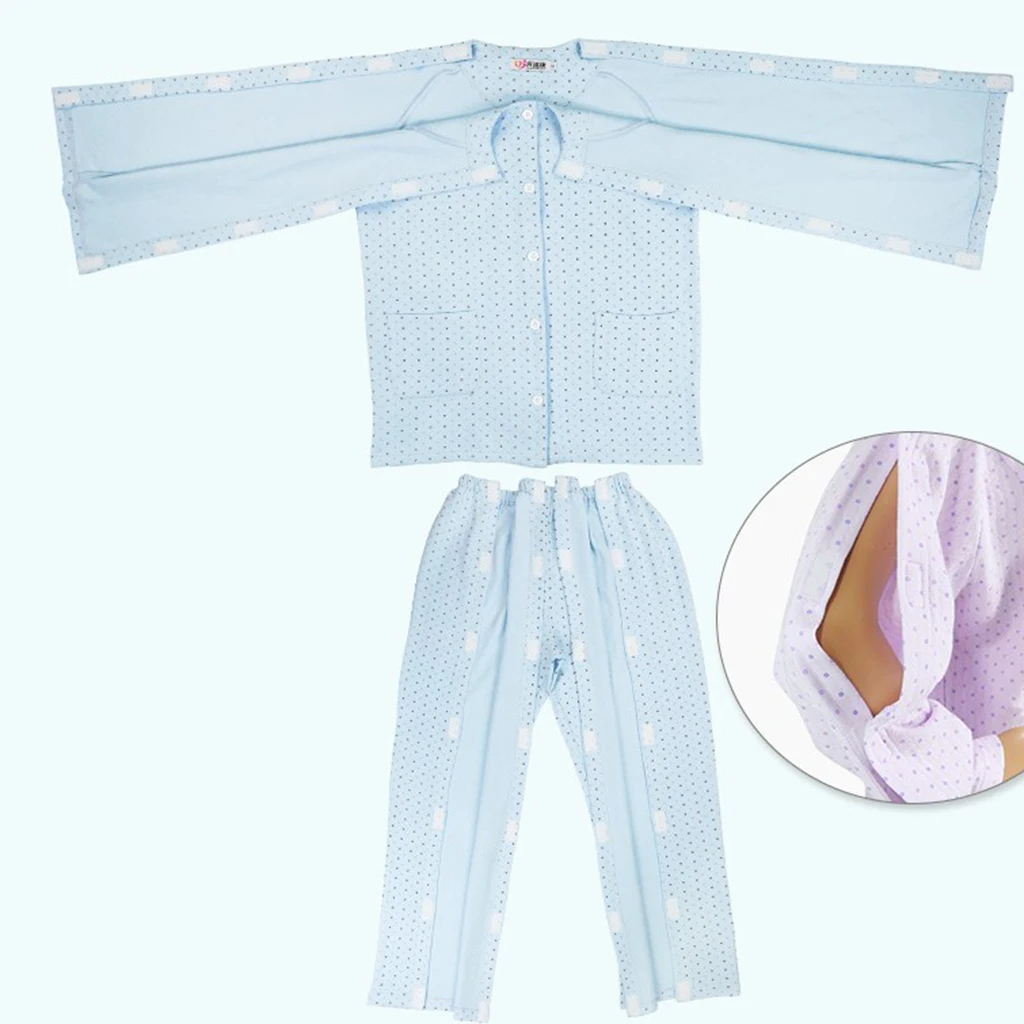 Men Bedridden Patient Elderly Clothes Cotton Hospital Nursing Tops and Pants Clothes Gowns for Hospital Elderly Patients