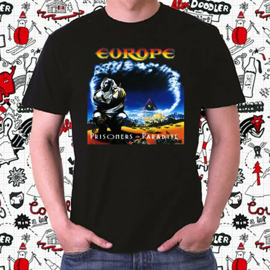 

Europe Prisoners In Paradise Rock Band Album Men's Black T-Shirt Size S To 3XL