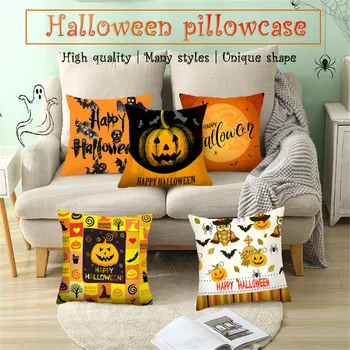 

Halloween Pumpkin Pillow Cover Decorative Cushion Cover Letter Printed Pillowcase For Sofa Bed Halloween Party Home Decoration