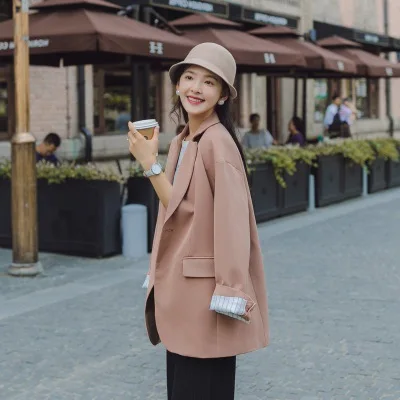 

Photo Shoot 2019 Spring And Autumn New Style South Korea Elegant Brick Red Loose-Fit Small Suit Women's Casual Coat Fashion
