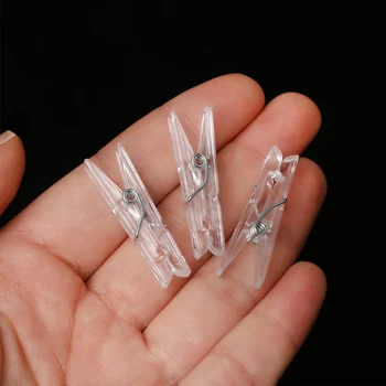 

10 PCs Mini Transparent Spring Clips Plastic Clamps Clothes Photo Paper Peg Pin Clothespin Handmade Clips Party Home Decoration