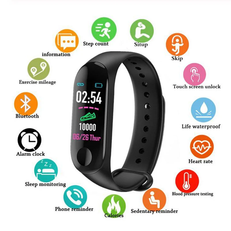 

M3 Plus Sport Fitness tracker Watch Smart band Smart Bracelet Blood Pressure Heart Rate Monitor Smart band Wristband Men