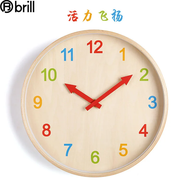 

Wood Modern Cute Children Silent Bedroom Large Wall Clock Wooden Needle Kitchen Wall Watches Office Home Decor Reloj De Pared