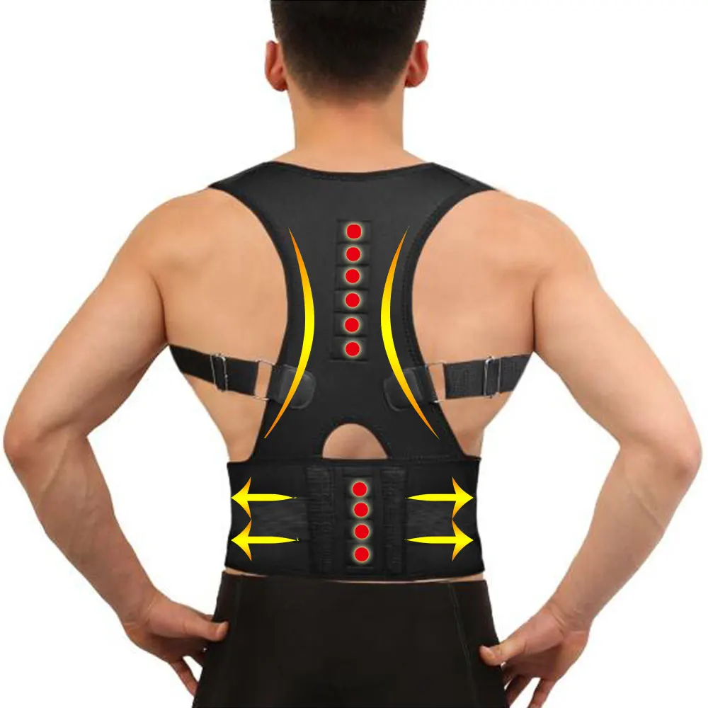 

Orthopedic Magnetic Therapy Back Support Belt Posture Corrector Shoulder Spine Girdle Corset Straightener Back Brace