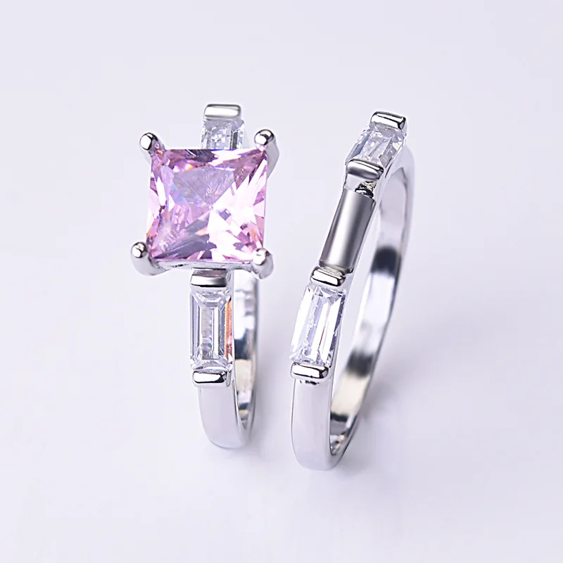 KOFSAC 925 пробы Серебряное кольцо для женщин модное ювелирное изделие простое многоцветное Хрустальное двойное кольцо женские свадебные аксессуары