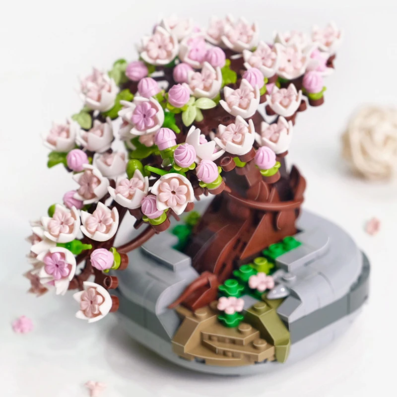 MEIEST Mini Flower Succulent Bonsai Building Block Set,Simulation Pot Plant  Artificial Particle Flower Botanical Collection Construction Building