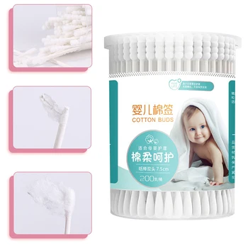 

180 Counts Quality Cotton Tips And Paper Sticks Baby Swab Disposable Double Cotton Swabs With Paper Sticks Nose Ears Cleaning