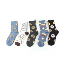 Hot Selling Amazon Aliexpress Hedgehog Coffee Doughnut Cotton Quarter Colorful Socks Unisex