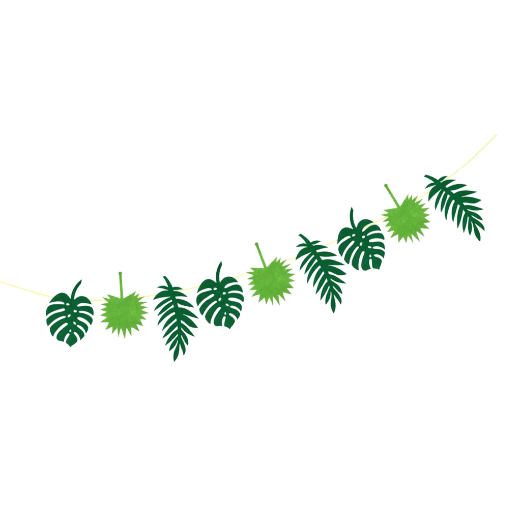 Hawaiian Tropical Leaves Bunting Banner Summer Beach Party Sign Garland 3 Meters