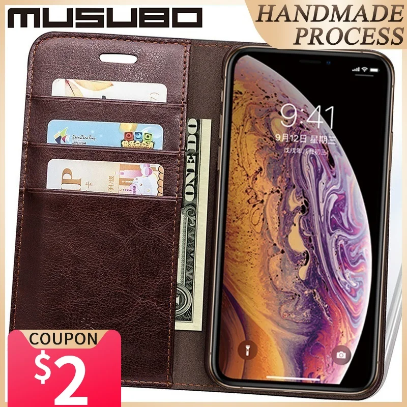 Роскошный Musubo кожаные чехлы для iphone 11 XS Max Чехол бумажник чехол телефона флип Funda XR