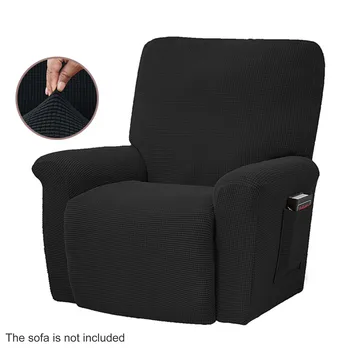 

4pcs/set Sofa Jacquard Non Slip With Pockets Stretch Recliner Slipcovers Durable Dustproof Protector Soft Polar Fleece Solid