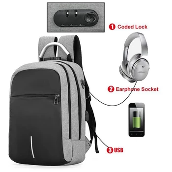 

New Men Multifunction Anti Theft Code Lock Backpack 16" Inch Laptop Usb Charging Backpacks Waterproof Computer bag Business bag