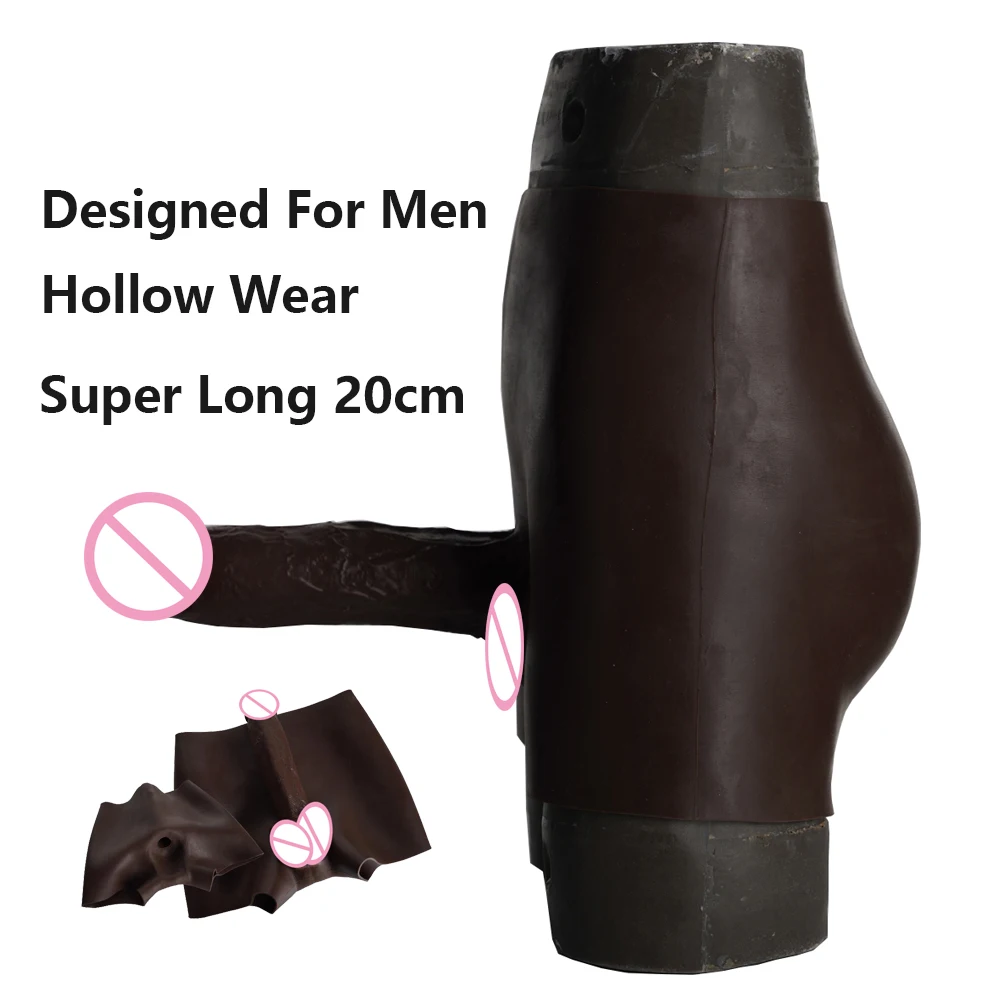 Skin Feeling Super Long 20cm Hollow Silicone Lesbian Strapon Dildo Panties Real Male Dick Sex Toys For Men Underwear Penis Pants 1
