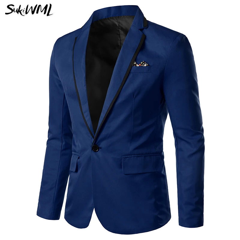 SUKIWML Мужская пиджак 2018 Новая Осенняя мужская пиджак Slim Fit костюм мужской пиджак высококачественные мужские белый blaiser Para Hombre