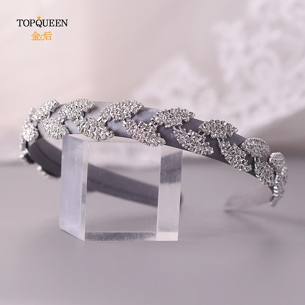 TOPQUEEN S198-FG повязка для волос в стиле барокко винтажная Серебряная Бриллиантовая тиара блестящие стразы лента для волос для женщин Свадебные аксессуары для волос