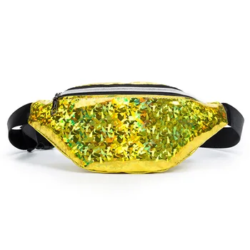 

Women Sequins All-Match Zipper Crossbody Lightweight Street Trendy Belt Fanny Pack Practical Bum Waist Bag Fashion PU Leather