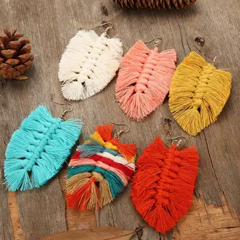 Bohemian Style Leaf Shape Tassel Earrings For Women Fashion Fishbone