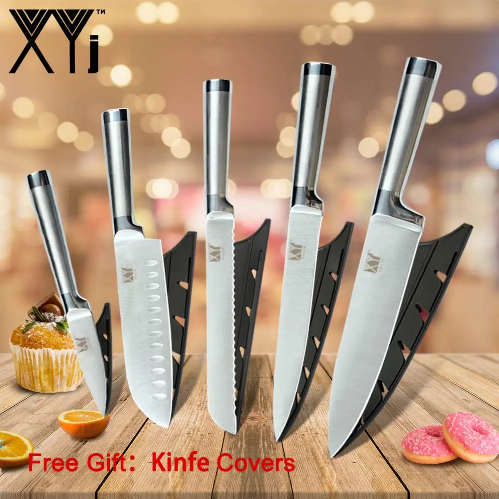 8 "шеф-повар нарезки хлеба 7" santoku 3.5 "для очистки овощей Кухня Ножи xyj абсолютно Нержавеющая сталь Ножи 5 частей набор антипригарным Кухня
