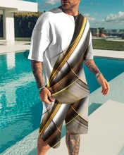 large size men's clothing Summer 3D Printed Men's T-shirt Shorts Set Men's Sportswear Tracksuit O Neck Short Sleeve Men's Clothi