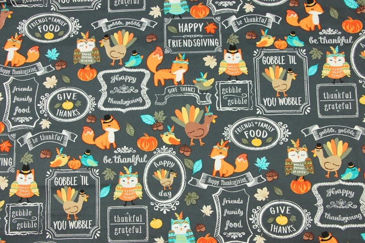 140*50 см животное Тыква Турция Сова хлопок ткань девочка мальчик рубашка юбка Diy ручной работы дизайнерское постельное белье домашний кошелек из ткани одеяло