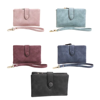 

Wallet For Women Trifold Small Female Purse Scrub Leather Women Wallet Short Soild Zipper Coin Purse Card Holders