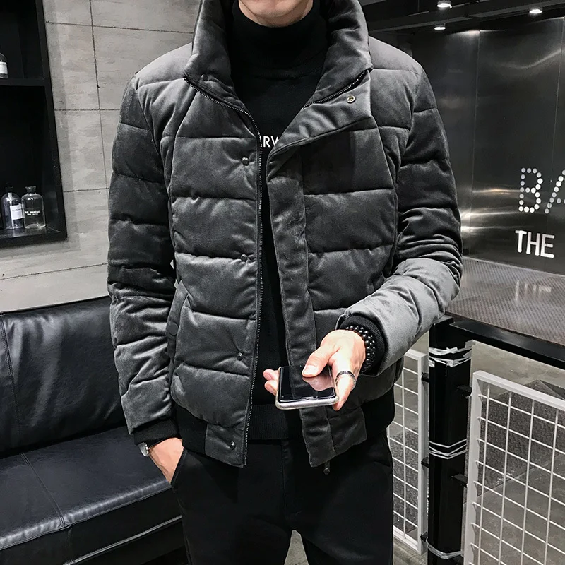 gray Новинка, зимние куртки, Мужская парка на молнии со стоячим воротником, Homme Casaca Homem Veste Homme Hiver, повседневное теплое пальто, мужские куртки Hombre - Цвет: gray