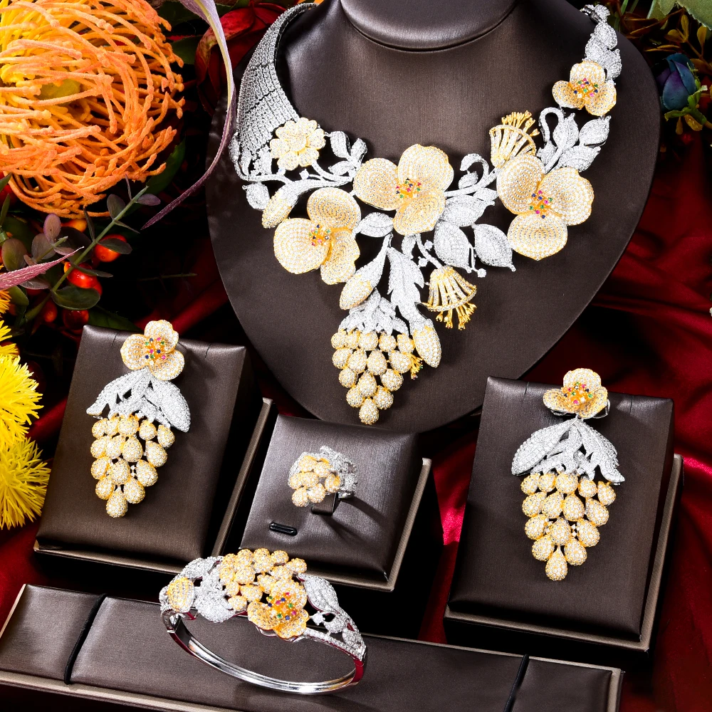 

SisCathy Noble And Elegant Jewelry Set Party Wedding Jewellery For Women Necklac Bracelet Earrings Ring Gift Arab Dubai Nobleman