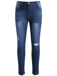 5XL 6XL Большие женские обтягивающие рваные джинсы брюки со средней посадкой плюс размер девять джинсовые джинсы лето осень мотоцикл