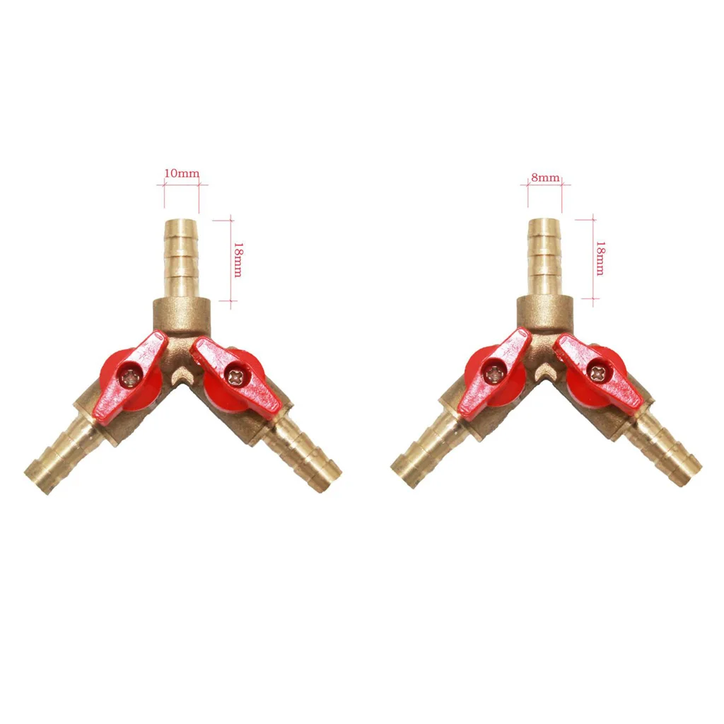 Clamp Tee Brass Y Shape 3-Way Shut Off Ball Valve Fitting Hose Fuel Gas Oil