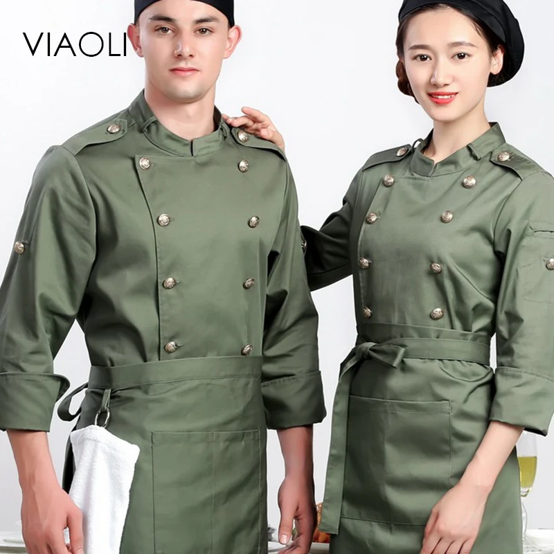 Viaoli, Высококачественная Униформа шеф-повара, одежда с коротким рукавом, Мужская одежда для приготовления пищи, размер, Униформа, куртки, комбинезоны для отеля