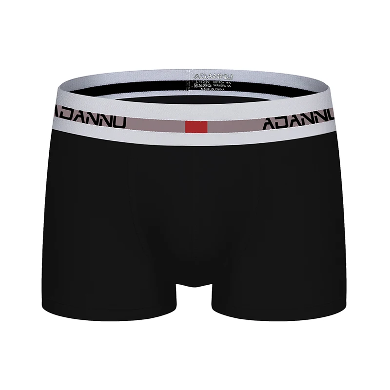 Мужское нижнее белье, боксеры, хлопковые мужские штаны, Cueca Tanga, удобные трусики, дышащие, u-образные карманы, Calzoncillo, Мужская одежда, шорты - Цвет: AD45-black