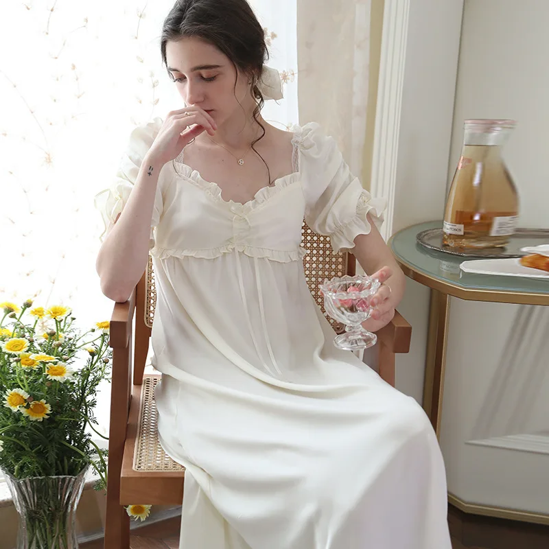 Summer Women Nightgowns V Neck Short 