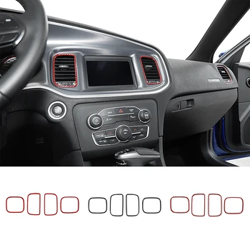 

SHINEK Interior Stickers For Charger Car Center Console Air Conditioner Air Outlet Decoration Ring Cover For Dodge Charger 2011+