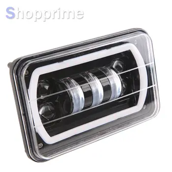 

4X6 Car Led Headlight Square Light White Halo DRL Amber Turn Signal Sealed high/low Beam Replacement For Ford Trucks Offrord